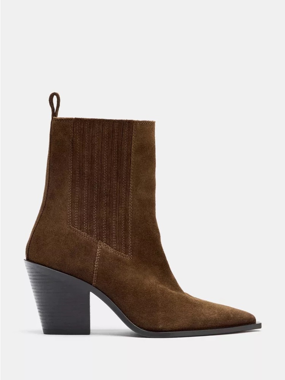 Zara Brown Suede Pointed-Toe Ankle Booties - Picture 4 of 11